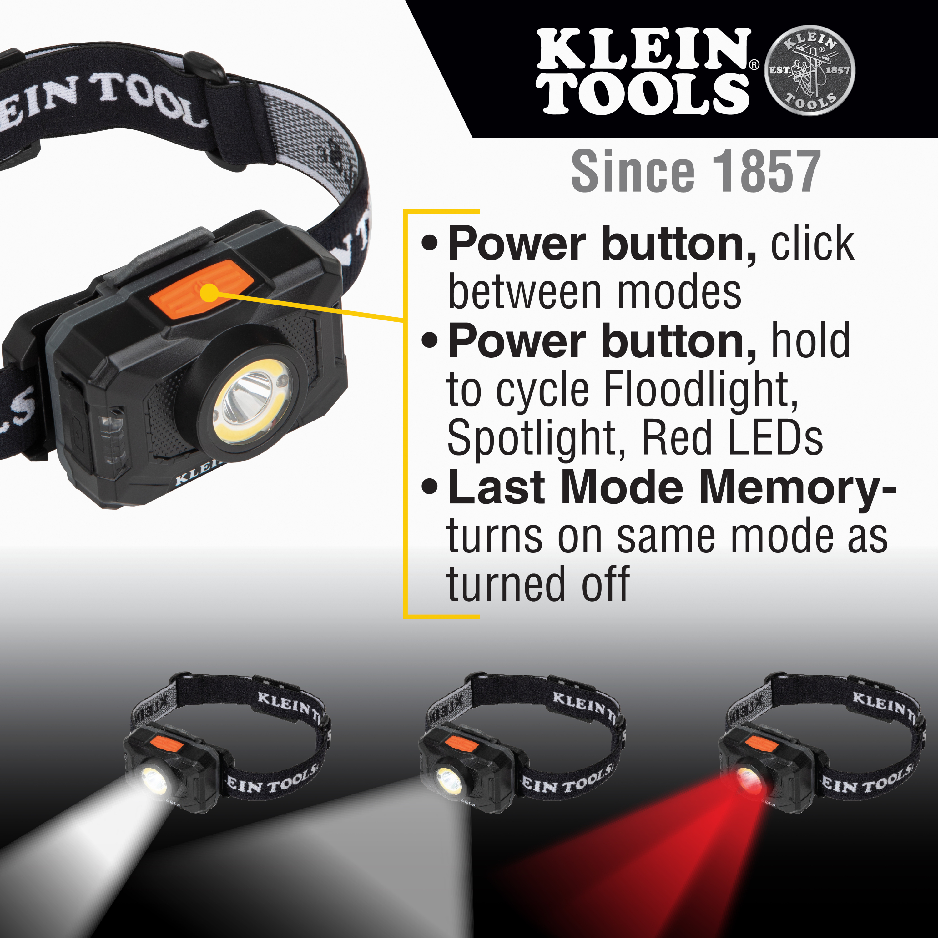 Rechargeable 2-Color LED Headlamp with Adjustable Strap from Columbia Safety